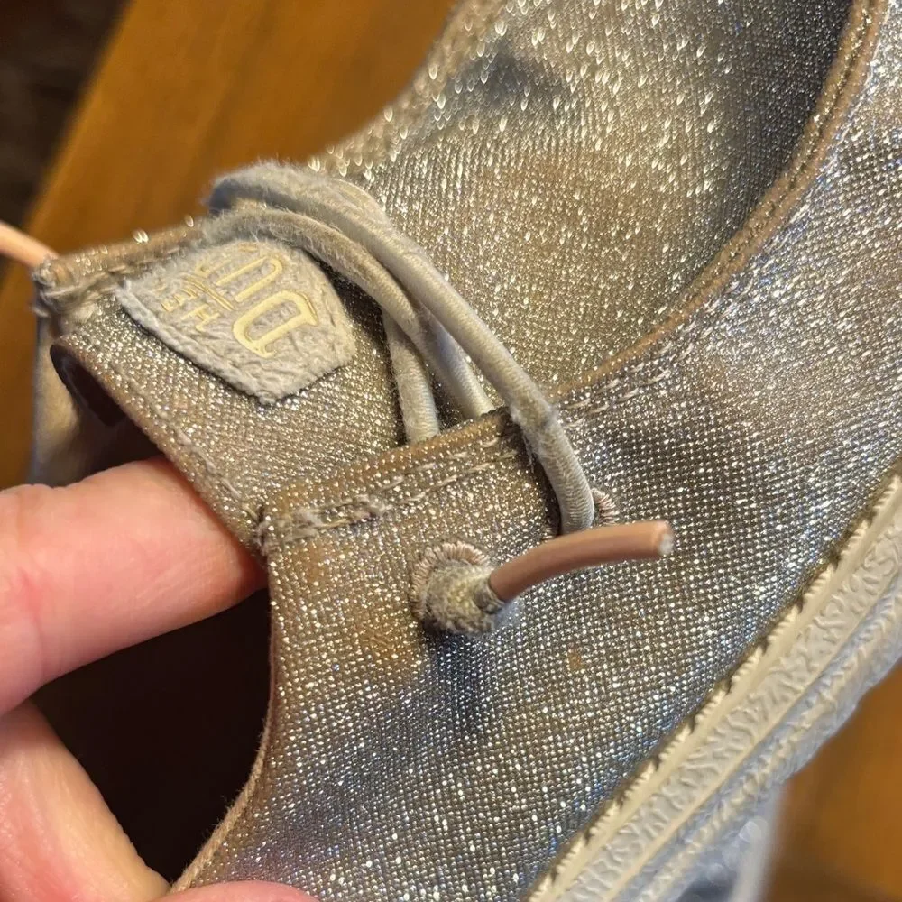 Hey Dude Sparkly Silver Kids Shoes